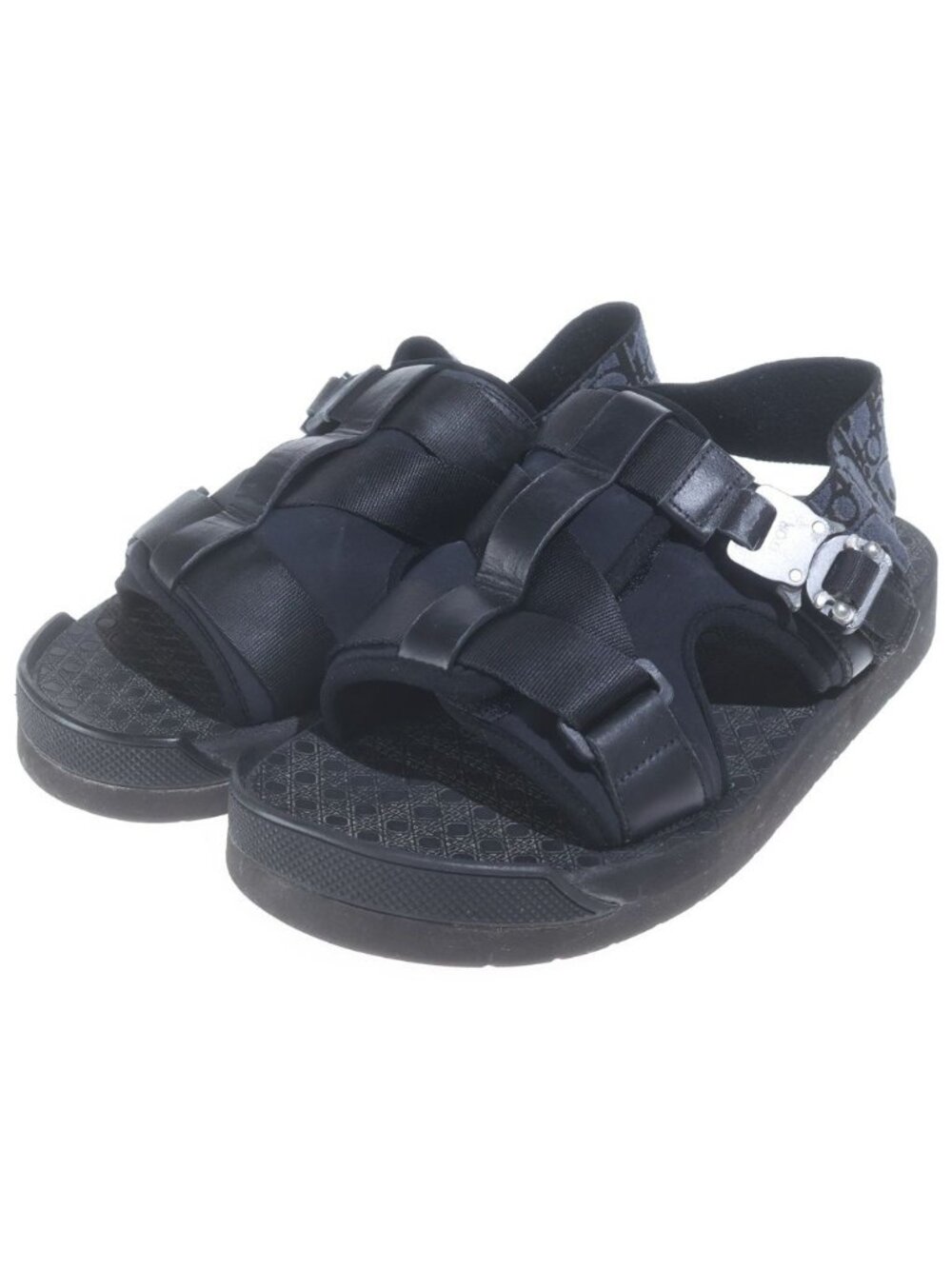Dior Oblique Cannage Sandals Shoes Buckle Black